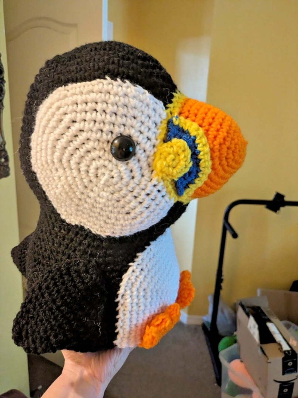 Large 13" Crocheted Puffin - Picture 4 of 5
